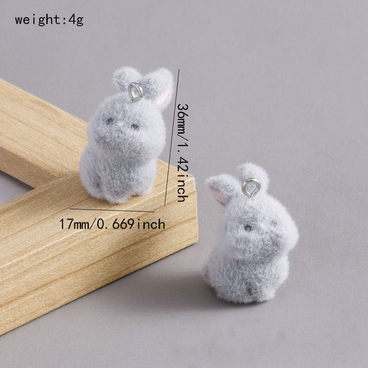 3/6Pcs%203D%20Flocking%20Rabbit%20Resin%20Charms%20Cute%20Rabbit%20Animal%20Pendant%20for%20Earrings%20Keychain%20Making%20DIY%20Jewelry%20s%20Mixed%20Color%20%EF%BB%BF%20-%20Image%204
