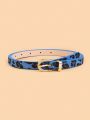 Boho Style PU Belt Leopard Print Thin Belt Women Dress Slim Fit Women Dress Custom Belt.