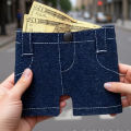 Portable Retro Pants Mini Jeans Wallet Foldable Denim Coin Purse Card Holder Cool Small Sized Multi-functional Purse. 
