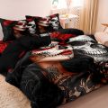 3Pcs Gothic Mexican Sugar Skull Woman Duvet Cover Bedding Set Floral & Skull Patterns - Ideal For Day Of The Dead Celebrations. 