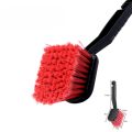 1Pc Soft Bristle Car Wash Brush - Long Handle Tire & Body Cleaning Tool With Red Head For Wheel Hubs.