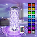 1PC Crystal Rose Table Lamp, Remote Control & Touch Bedside Lamp, LED Night Light, Dimmable Bedside Lamp, USB Rechargeable, for. 