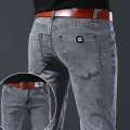 Casual Jeans Men's Straight Elastic Denim Pants Grey Versatile Fashion Brand Men's Long Cool. 