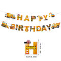 Construction happy Birthday Banner Tractor Truck Engineering vehicle pattern Garland Baby Boy One Year 1st Birthday Party Decor. 