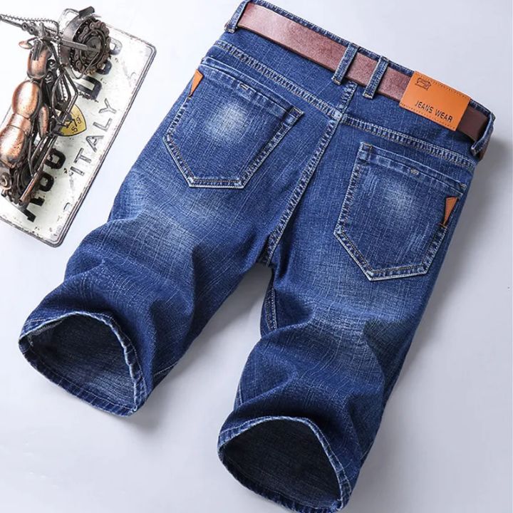 Summer%20Thin%20%20Men's%20Denim%20Shorts%20Elastic%20Washed%20Cotton%20Classic%20Male%20Casual%20Shorts%20Business%20Versatile%20Straight%20Short%20Jeans%20Korean%20-%20Image%205