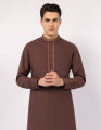 Junaid Jamshed Sticthed BROWN SEMI-FORMAL KAMEEZ SHALWAR For Men And Boys -Collection:2026- Designcode: JJKS-A-33873/S26/JJ10347-SF. 