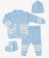 Baby woolen 4 pcs Set | Blue| Baby warm suit | Baby ribbed suit. 