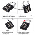 8-digit Combination Outdoor Button Waterproof Fixed Random Code Padlock Zinc Alloy Luggage Travel Smart Lock With Key Anti-theft.