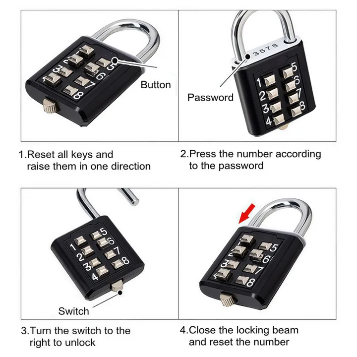 8-digit%20Combination%20Outdoor%20Button%20Waterproof%20Fixed%20Random%20Code%20Padlock%20Zinc%20Alloy%20Luggage%20Travel%20Smart%20Lock%20With%20Key%20Anti-theft%20-%20Image%206