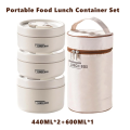 Portable Insulated Food Lunch Container Set with Thermal Lunch Box 3 Separate Stackable Lunch Container for Adult Kids. 