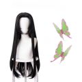 Anime Kochou Kanae Wig Kimetsu no Yaiba Cosplay Synthetic Black Long Heat Resistant Synthetic Hair Wigs Halloween Party.