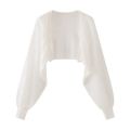 Hollow-out Long-sleeved Knitted Cardigan Top Women's Summer Thin Jacket Vest Dress Shawl Worn Over A Shirt. 