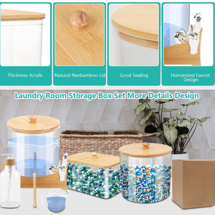 3%20Pack%20Laundry%20Organization%20Storage%20Set%20Liquid%20Laundry%20Detergent%20Dispenser%20with%20Shelf%20&%20Cup,%20Laundry%20Pods%20Dryer%20Sheets%20Container%20-%20Image%203