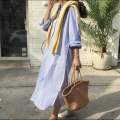 New Model Summer stripe Long Shirt Dress For Women. 