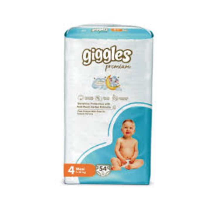 Giggles Premium Belt Style Baby Diaper Size 4 (7-18 kg) 54 Pieces