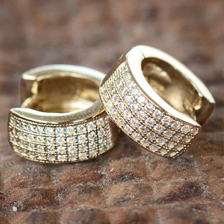 Huitan%20Small%20Round%20Hoop%20Earrings%20for%20Men/Women%20Shiny%20White%20Zirconia%20Simple%20Stylish%20Daily%20Wearable%20Earring%20Unisex%20Fashion%20Jewelry%20-%20Image%202