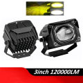 Mini Driving Light V7 LED Light Motorcycle Headlight Hi/Lo Beam White+Yellow Spotlights. 