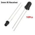 10Pcs- BLACK 3mm IR RECEIVER LED Sensor 5mm 940nm IR LED Light Infrared Receiver - Tremendously Adaptable and flexible.