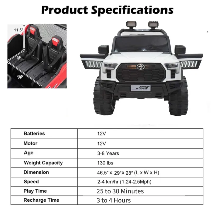 TOYOTA%2012V%20Electric%20Ride%20On%20Jeep%20For%20Kids%20with%20Remote%20Control%201-6%20Yrs%20Jeep%20Battery%20Operated%20Ride%20On%20MP3/Bluethooth/LED%20Light/Parental%20Remote%20Control%20for%20Ages%203-8%20(White,Black)%20-%20Image%204