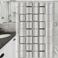 Bathroom Shower Curtains Waterproof Bath Curtain PEVA Modern Geometric Plaid Pattern Farmhouse Household Decoration Translucent. 