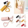 Portable Leather Lipstick Bag Makeup Pouch Lip Balm Bag Keychain Holder Lipsticks Protective Cover With Mirror.