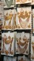 Bridal Jewellery set in Red and Golden colour with beautiful Crystal mala, bindeya and jhumer. 