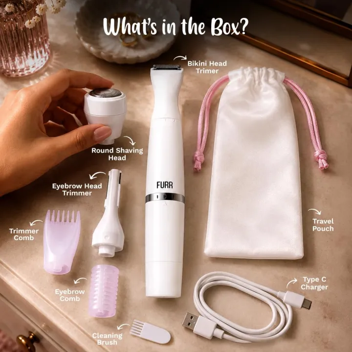 FURR%206-in-1%20Multipurpose%20Trimmer%20&%20Shaver%20with%201%20Year%20Warranty%20%7C%20For%20Eyebrows,%20Underarms,%20Legs%20&%20Bikini%20Line%20%7C%20Water%20Resistant%20&%2090%20Minutes%20Run%20Time%20%7C%20C%20Type%20Charging%20%7C%20Smooth%20on%20all%20Skin%20Types%20-%20Image%206