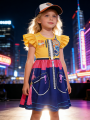 Popular Movie Hallyu Girl Group Black And White Girl Dress With Sequin Print, Party Role-Playing Costume.