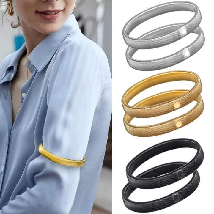 Classic Style 1/2Pcs Anti-Slip Elastic Shirt Sleeve Holders Metal Armbands Band Stretch Garters For Women Men Practical