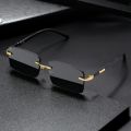 Retro Sunglasses Men Brand Designer Fashion Rimless Sun Glasses Shades Cutting Lens Ladies Frameless Eyeglasses. 
