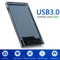 USB 3.0 External Hard Drive Enclosure 2.5 inch SATA to USB3.1 UASP Clear Portable Hard Drive Case 2T HDD Tool-Free Transparent.