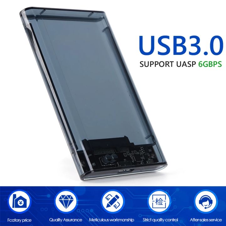 USB 3.0 External Hard Drive Enclosure 2.5 inch SATA to USB3.1 UASP Clear Portable Hard Drive Case 2T HDD Tool-Free Transparent