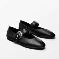 Women's Black Mary Jane Flats Shoes women Fashion Pointed Toe Faux Leather Buckle Strap Ballet Shoes for Daily Wear Casual Shoes. 