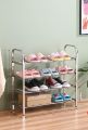 Stainless Steel Shoe Rack Shoe Organizer Storage Shelf 4 Tiers / Layers, Shoes Rack for Bedroom Hallway Entryway, for Boots/High Heels/Slippers. 