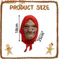 Scary Old Lady Masks Smoking Granny Mask Wrinkled Face and Red Scarf Masks Halloween Cosplay Grandma Realistic Costumes Props. 