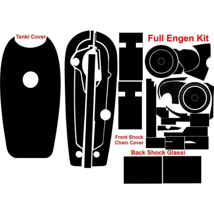 complete 70cc bike chain cover engine and fornt shock sticker

(full black color )
