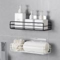 Bathroom Storage Rack Kitchen Organizer Shelf Black Shelves Corner Frame Iron Shower Punch Free Mounted Caddy Rack. 