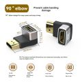 8K HDMI-Compatible Side Bend 90 Degree Adapter 90 Degree Right Angle 270 Degree Adapter HDMI Male To Female Expansion Connector. 