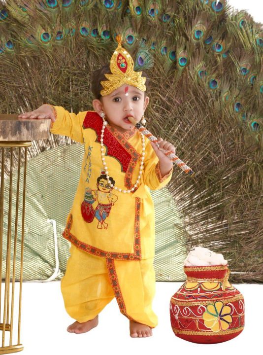 Krishna%20Dress%20For%20Boys(%201%20Month%20to%2013%20Years)%20Dhoti,%20Kurta,%20Basuri,%20Pata,%20Mukut%20-%20Image%206
