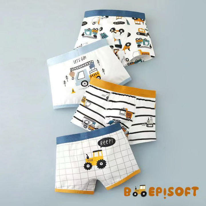 4pcs Children's Underwear for Boys Cotton Cute Dinosaur Shorts Panties Fashion Teenage Breathable Soft Boxers Toddler Underpants