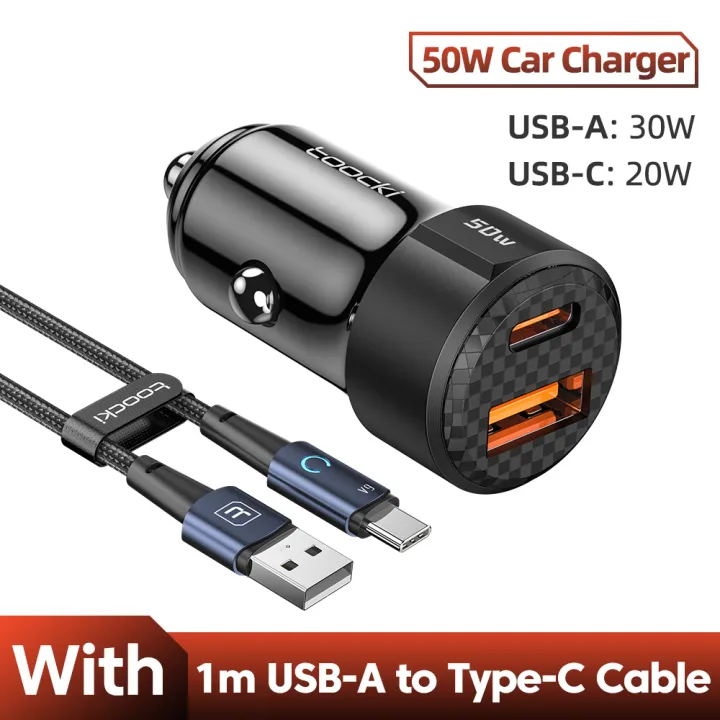 Toocki%20Car%20Charger%2050W%20Quick%20Charge%20And%2060W%20USB%20A%20to%20Type%20C%20Cable%20for%20iPhone%20%20Poco%20%20S23%20%20Fast%20Charging%20-%20Image%207