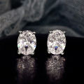 Huitan Simple Stud Earrings with Oval CZ for Lady Daily Wear Ear Accessories Teens Low-key Women's Earrings Statement Jewelry. 