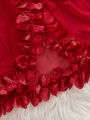 Summer Women's Pajamas  Red Lingerie Night Dress Lace See Through Nightdress Sleepwear Elegant And Sensual Underwear Set. 