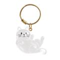 New Transparent Cat Hair Storage Keychain Stretching Lying Style Cute Animal Key Ring Durable Golden Hook Decorative Gift. 