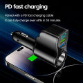 66W 4 Ports multifunctional Car Cigarette Power Adapter 3.1A Dual USB PD Car Phone Fast Charger For iphone Ipad.