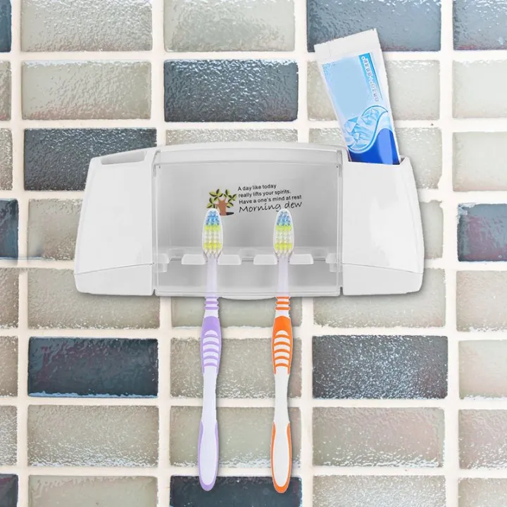 4%20Toothbrush%20Holder%20Set%20Wall%20Mount%20Stand%20Home%20Bathroom%20Toilet%20Automatic%20Toothpaste%20Dispenser%20-%20Image%202
