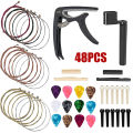 48Pcs Guitar Accessories Kit for Beginners - Capo,Strings,Picks,Winder,Bridge Pins & Saddles, All-in-One Guitar Maintenance Set.