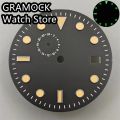 GRAMOCK 29mm Black Green Blue Sterile watch dial green Lumious fit NH37A Automatic movement Watch replacement parts. 