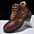 New Autumn Handmade Leather Men Boots Outdoor Design Sneakers Man Breathable Casual Leather Shoes Men Ankle Boots Fall Plus Size. 