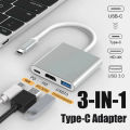 3-in-1 USB C Hub with 100W Power Delivery USB 3.0 4K HDMI-compatible for MacBook Surface Chrome Steam Deck Stable Smart Adapter. 